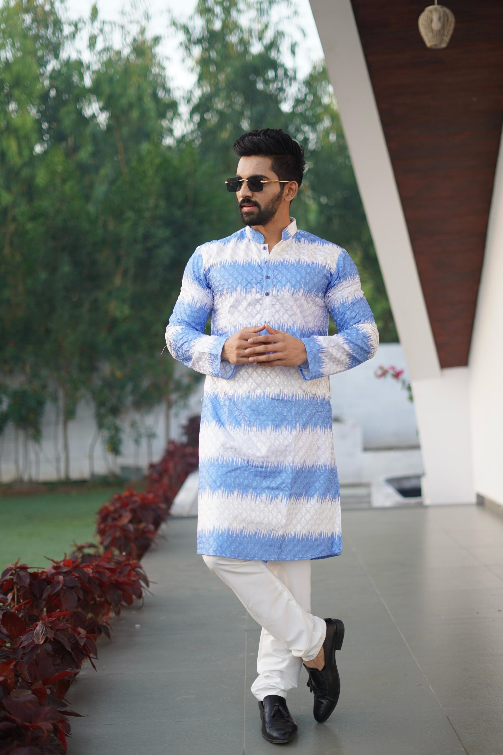Rainbow Men's PC Cotton Shaded Embroidered Kurta Pajama — Men's Wear, Vardan Ethnic wholesale from Surat — Photo 10