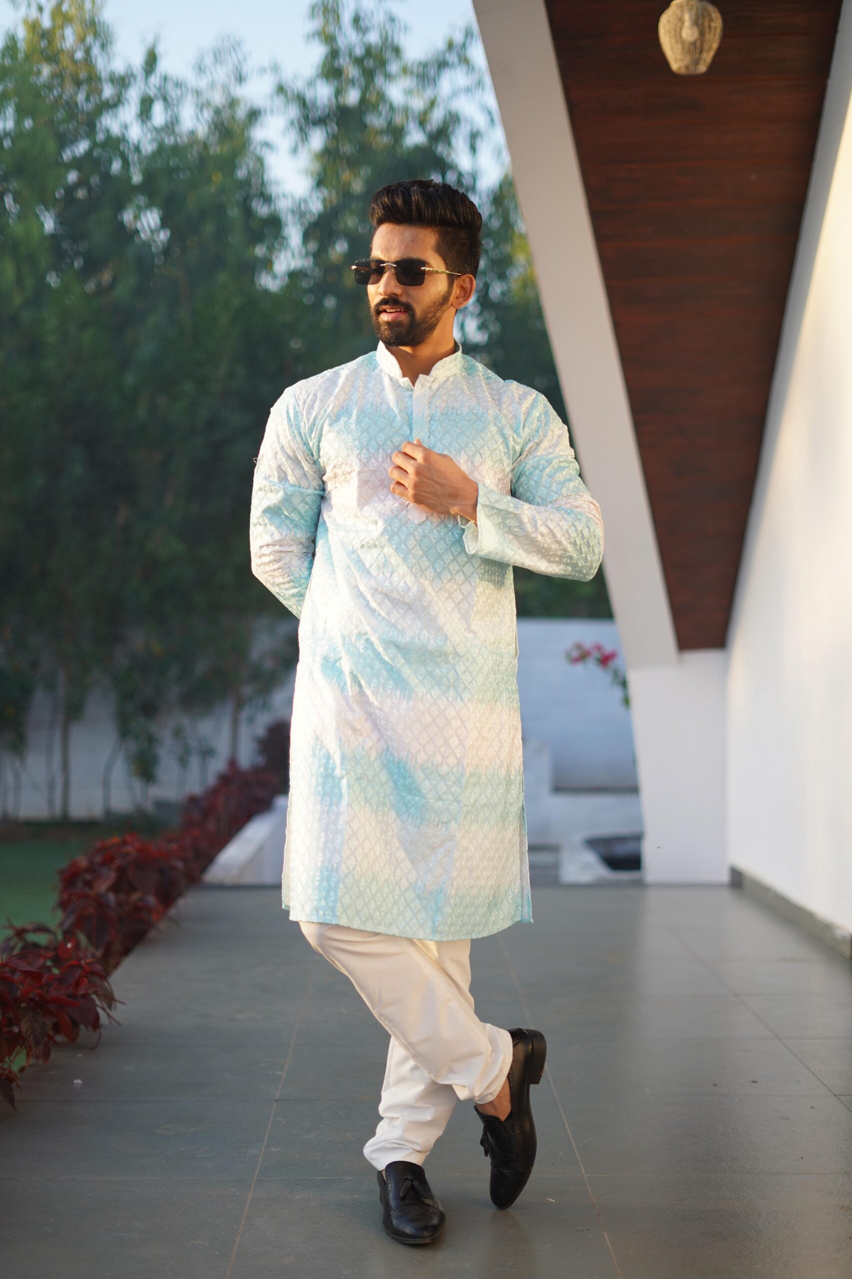 Rainbow Men's PC Cotton Shaded Embroidered Kurta Pajama — Men's Wear, Vardan Ethnic wholesale from Surat — Photo 15