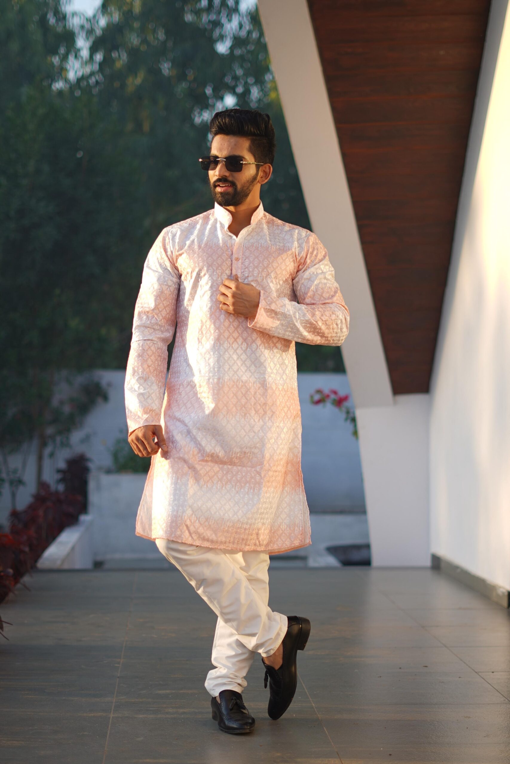 Rainbow Men's PC Cotton Shaded Embroidered Kurta Pajama — Men's Wear, Vardan Ethnic wholesale from Surat — view 1