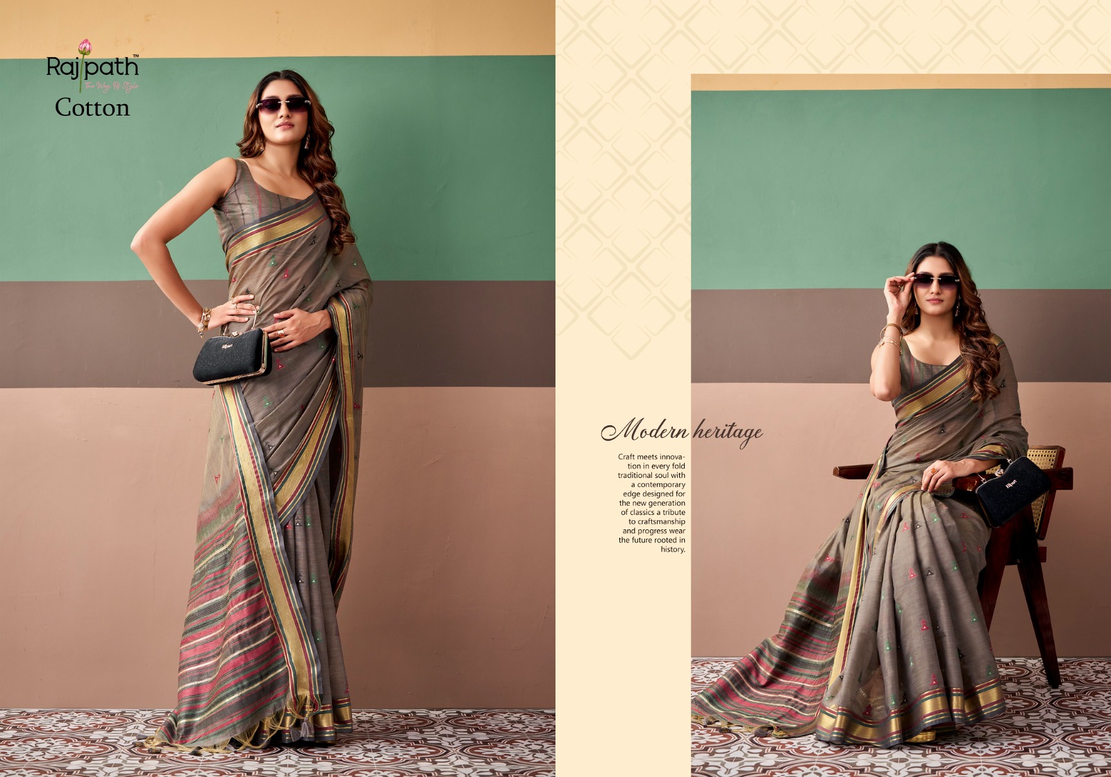 Rajpath Coco Cotton Premium Cotton Weaving Saree with Blouse Piece — Saree, Vardan Ethnic wholesale from Surat — view 2