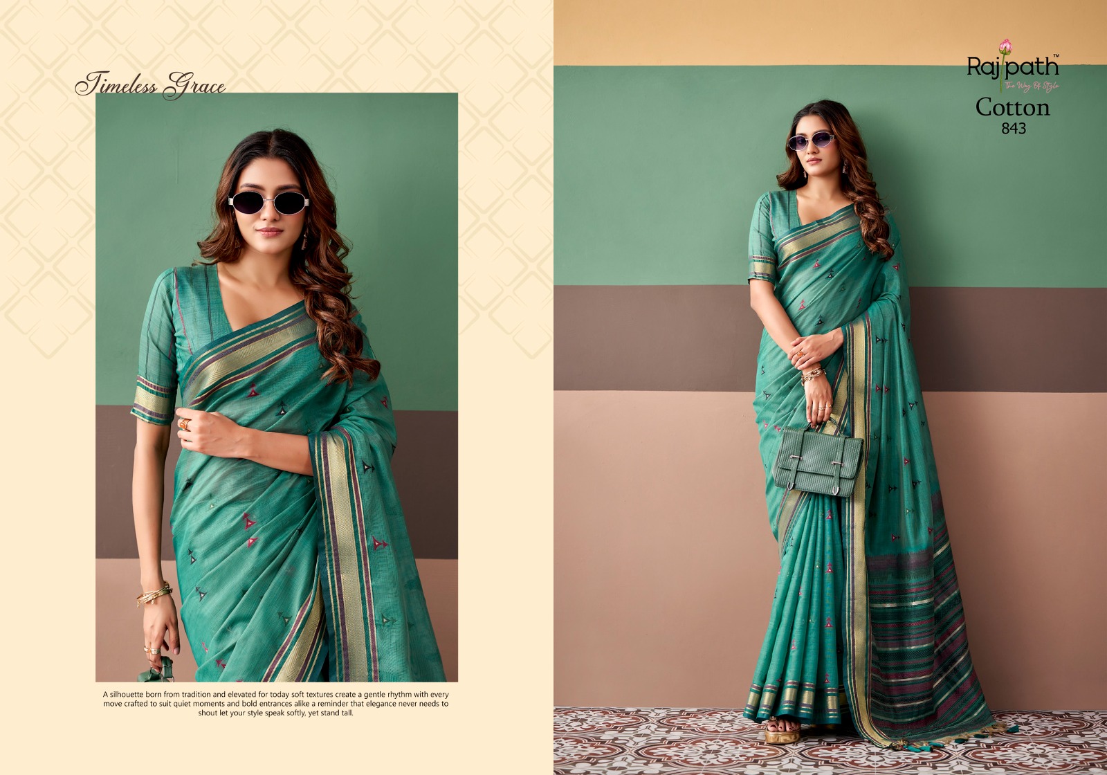Rajpath Coco Cotton Premium Cotton Weaving Saree with Blouse Piece — Saree, Vardan Ethnic wholesale from Surat — view 6