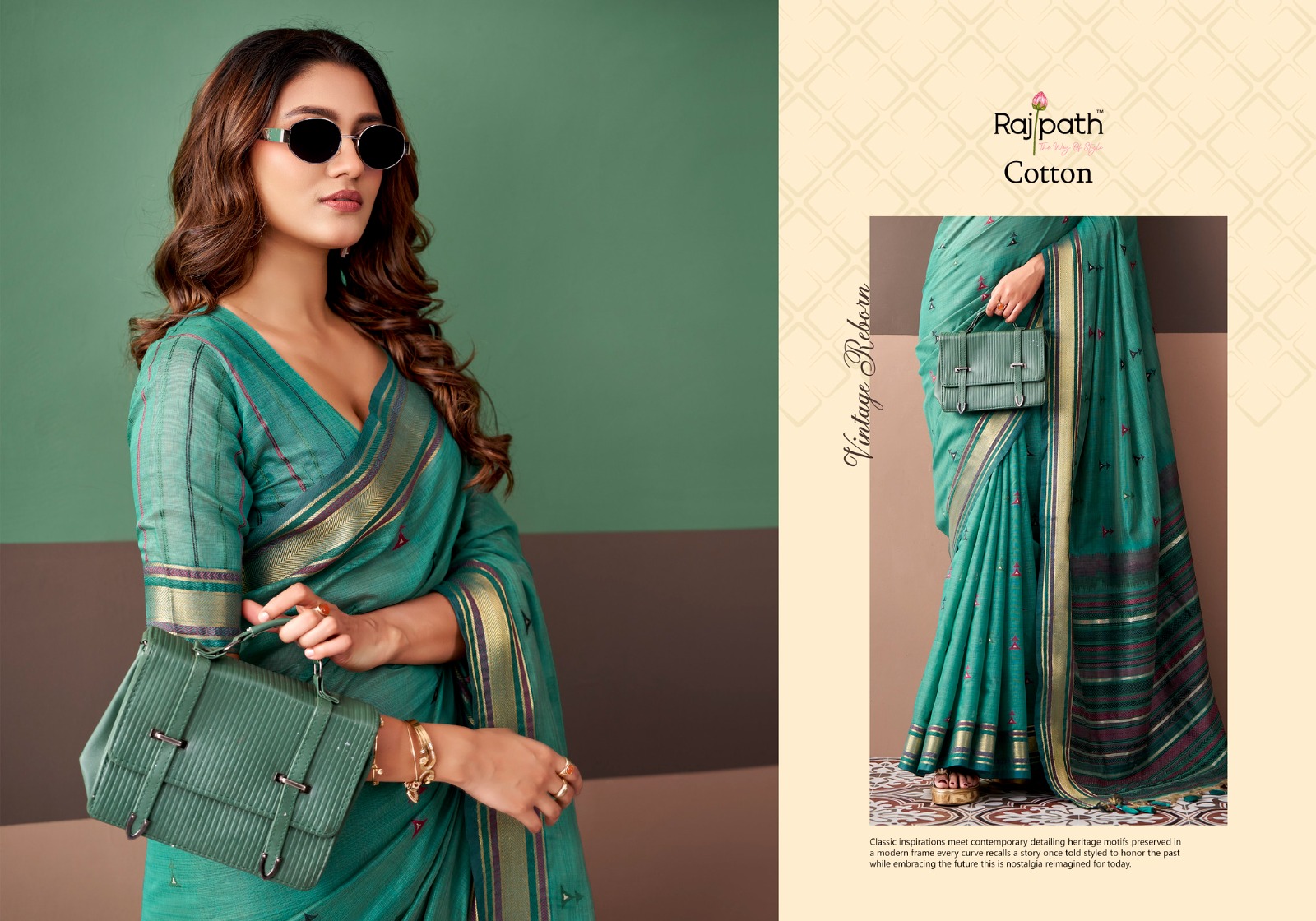 Rajpath Coco Cotton Premium Cotton Weaving Saree with Blouse Piece — Saree, Vardan Ethnic wholesale from Surat — view 11