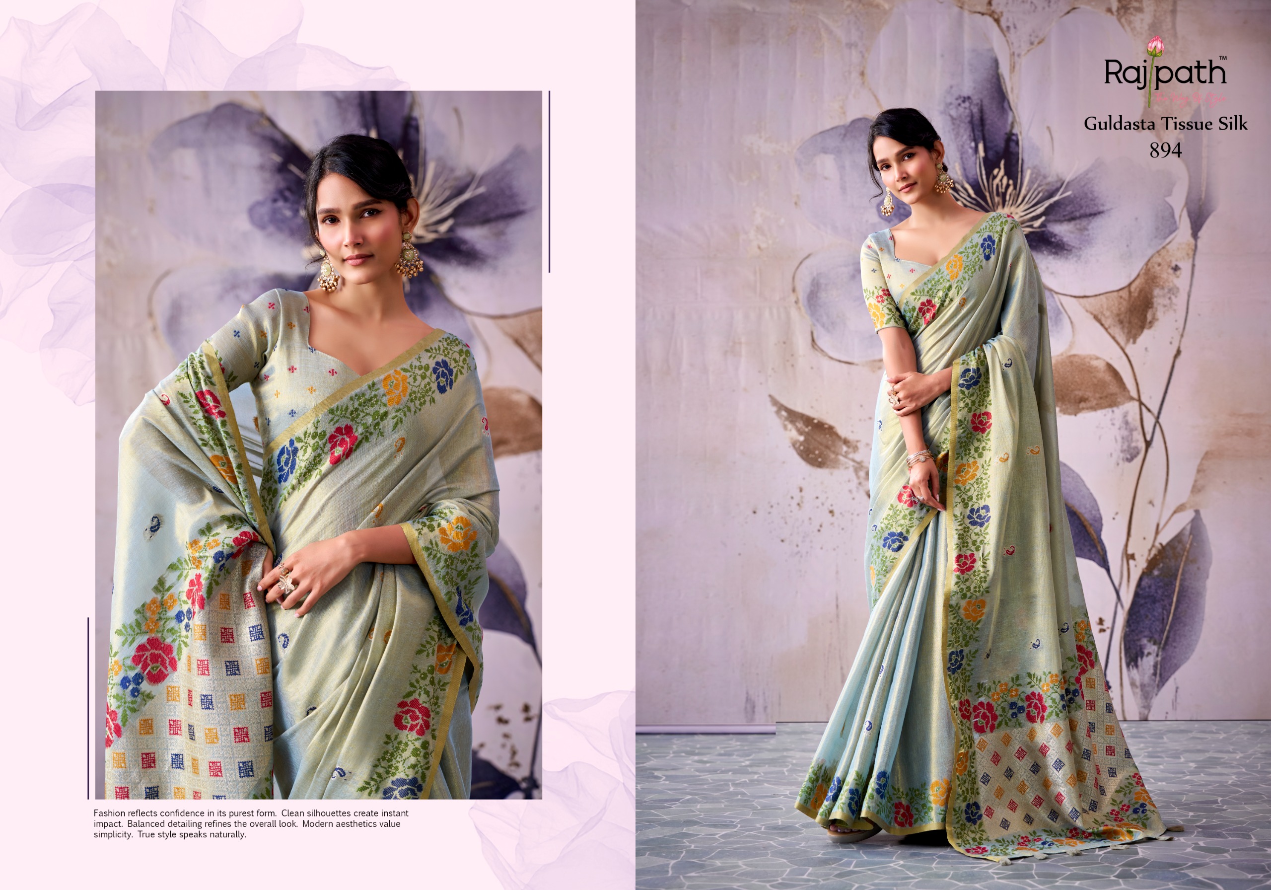Rajpath Guldsata Tissue Silk Saree with Beautiful Border Weaving — Festival Sarees, Vardan Ethnic wholesale from Surat — view 12