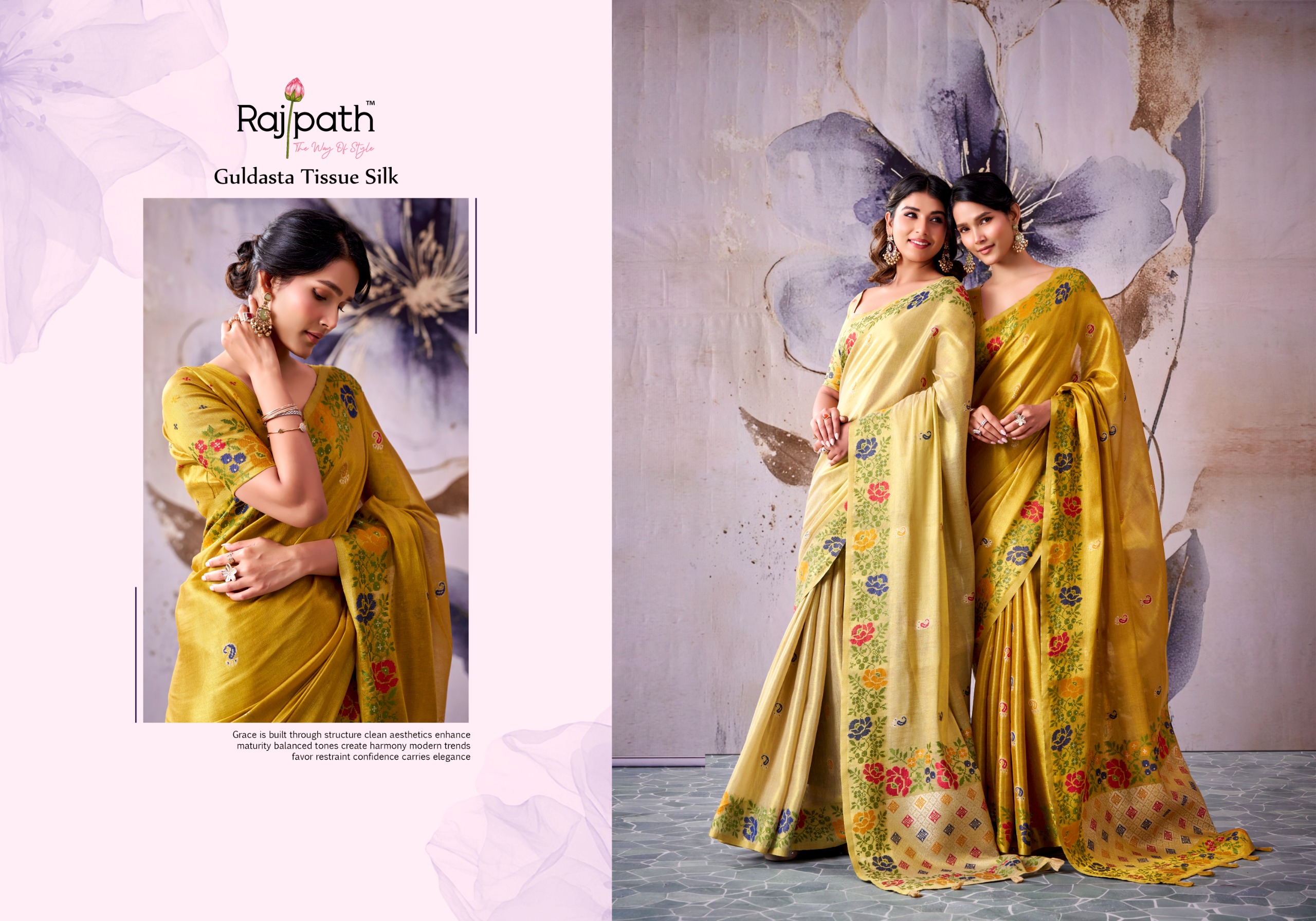 Rajpath Guldsata Tissue Silk Saree with Beautiful Border Weaving — Festival Sarees, Vardan Ethnic wholesale from Surat — view 10