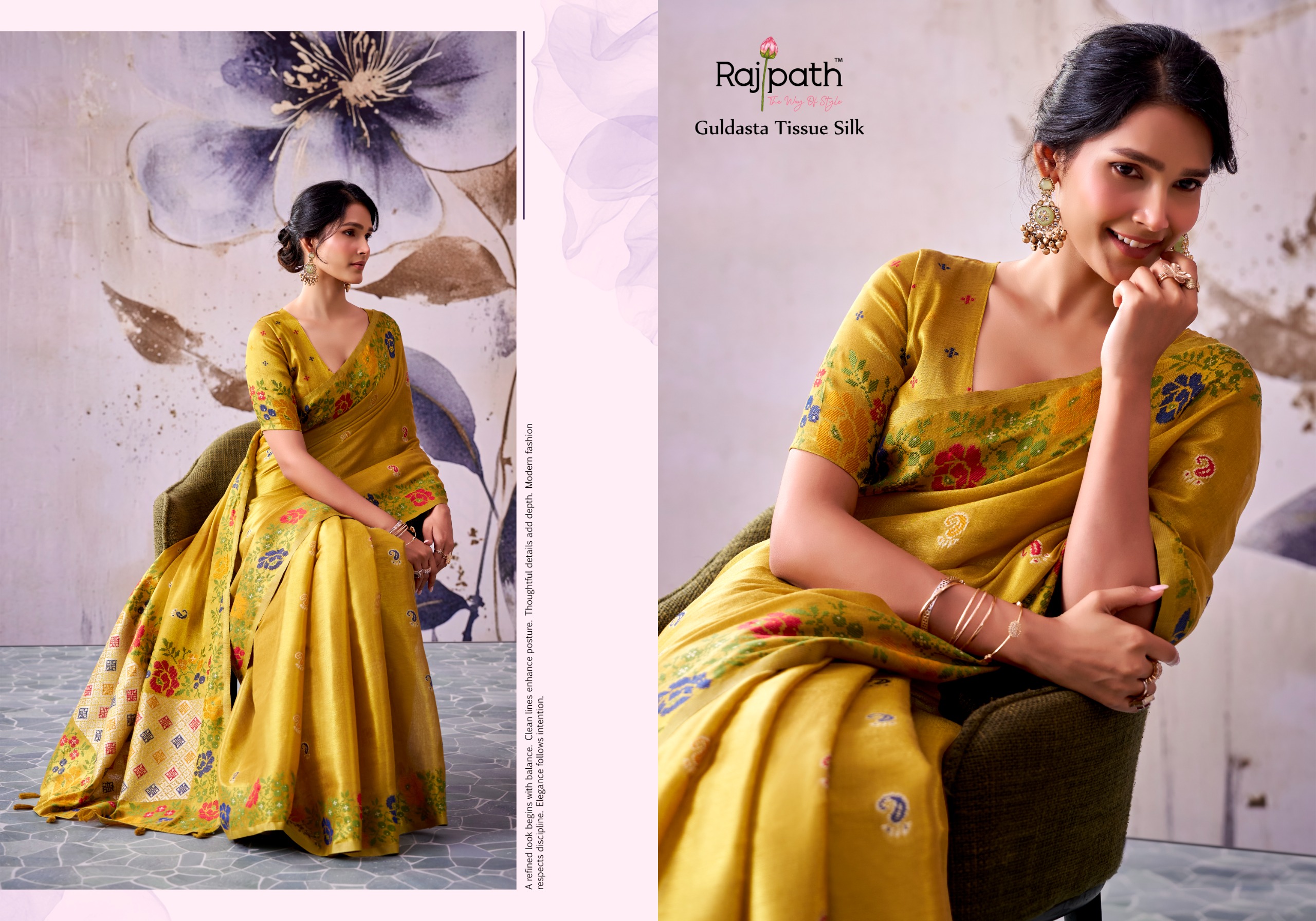 Rajpath Guldsata Tissue Silk Saree with Beautiful Border Weaving — Festival Sarees, Vardan Ethnic wholesale from Surat — view 9