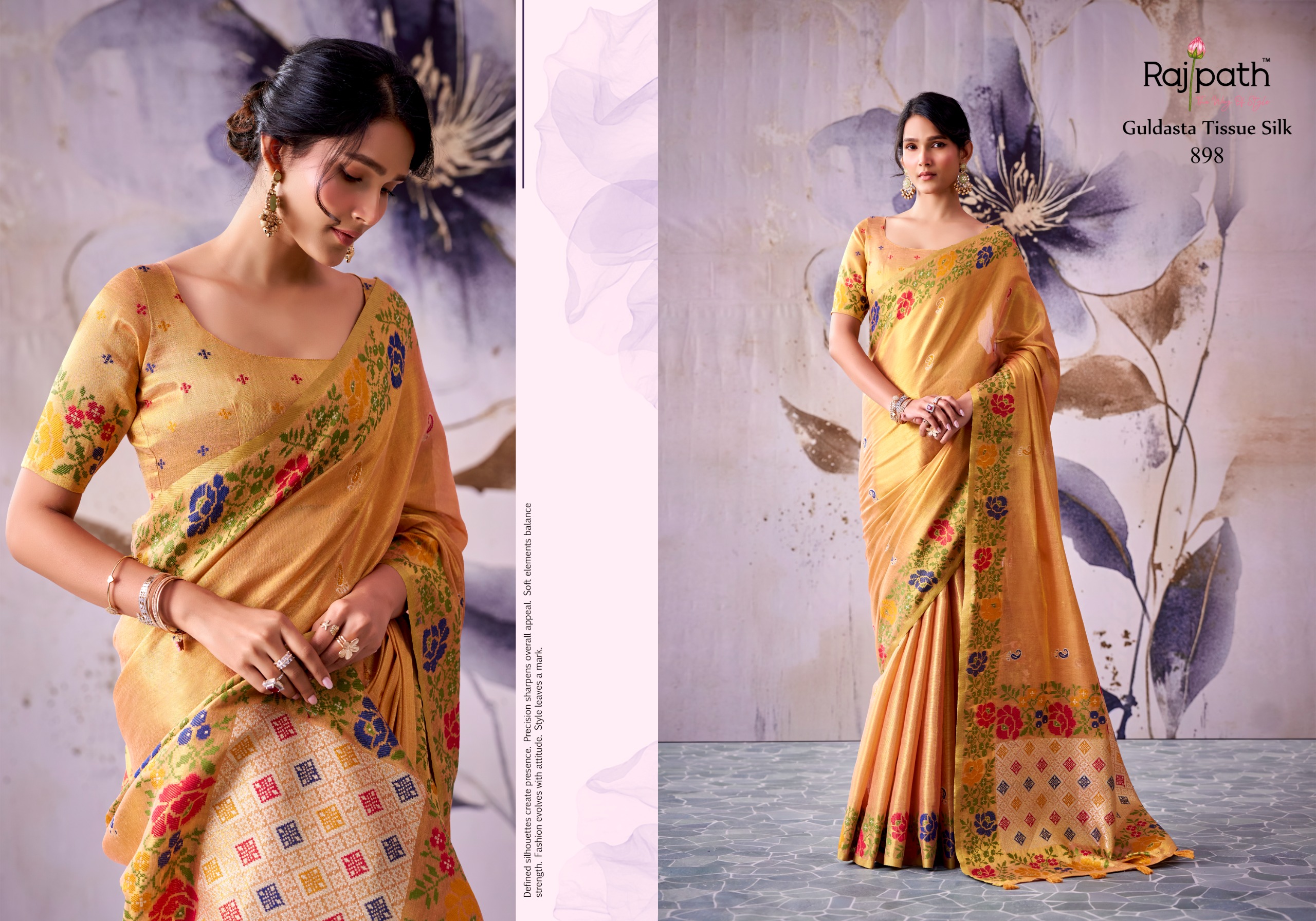 Rajpath Guldsata Tissue Silk Saree with Beautiful Border Weaving — Festival Sarees, Vardan Ethnic wholesale from Surat — view 7