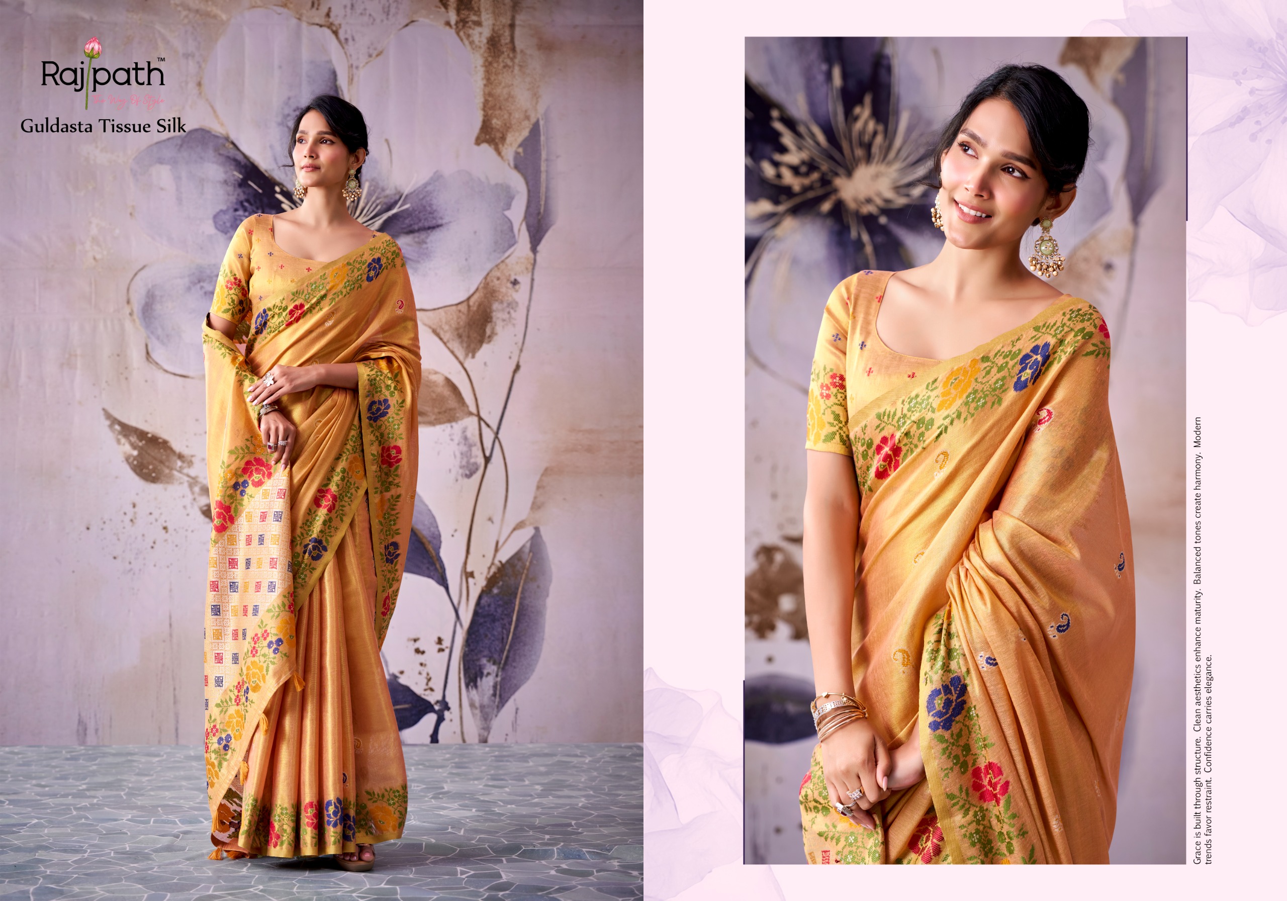 Rajpath Guldsata Tissue Silk Saree with Beautiful Border Weaving — Festival Sarees, Vardan Ethnic wholesale from Surat — view 6