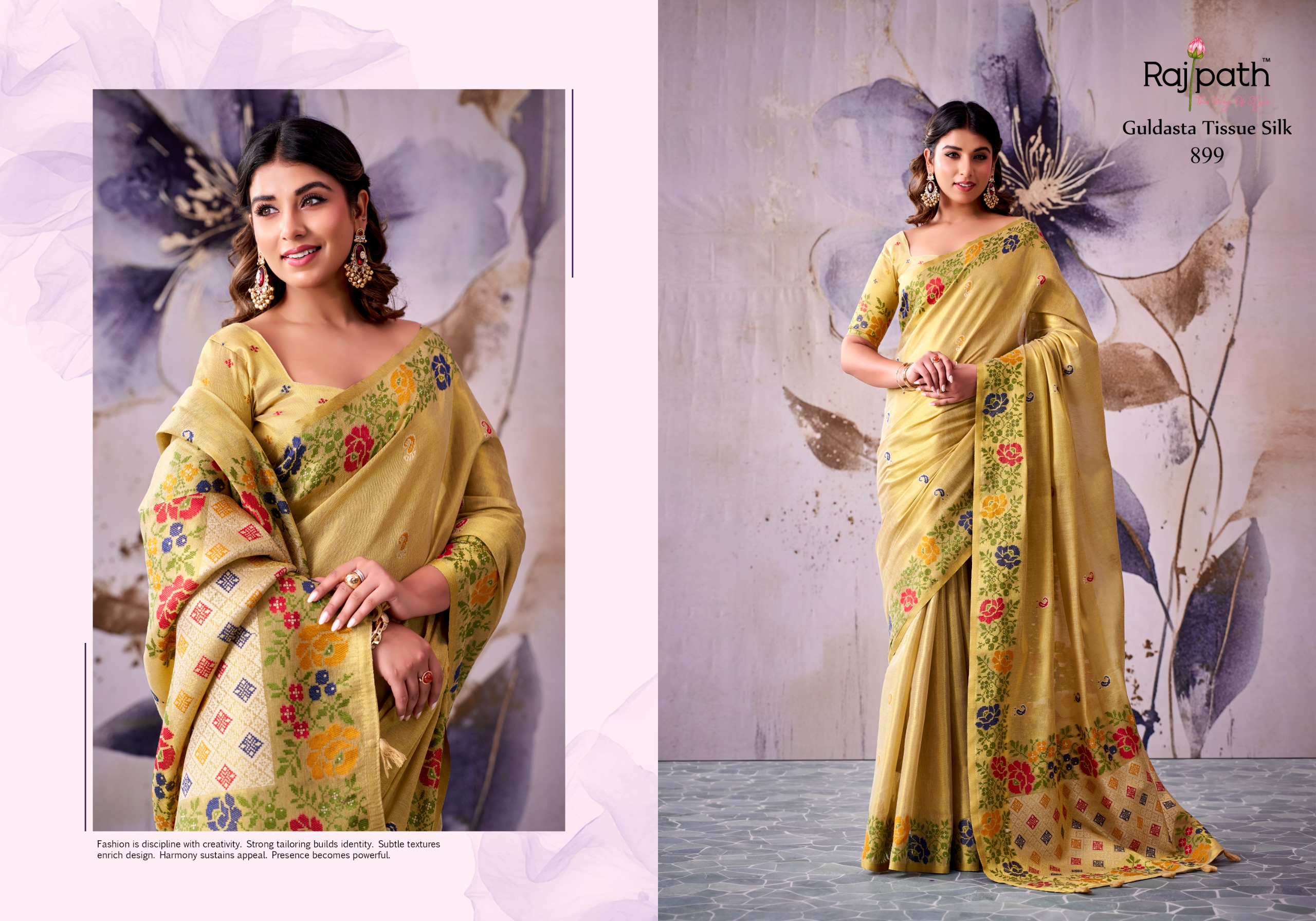 Rajpath Guldsata Tissue Silk Saree with Beautiful Border Weaving — Festival Sarees, Vardan Ethnic wholesale from Surat — view 5