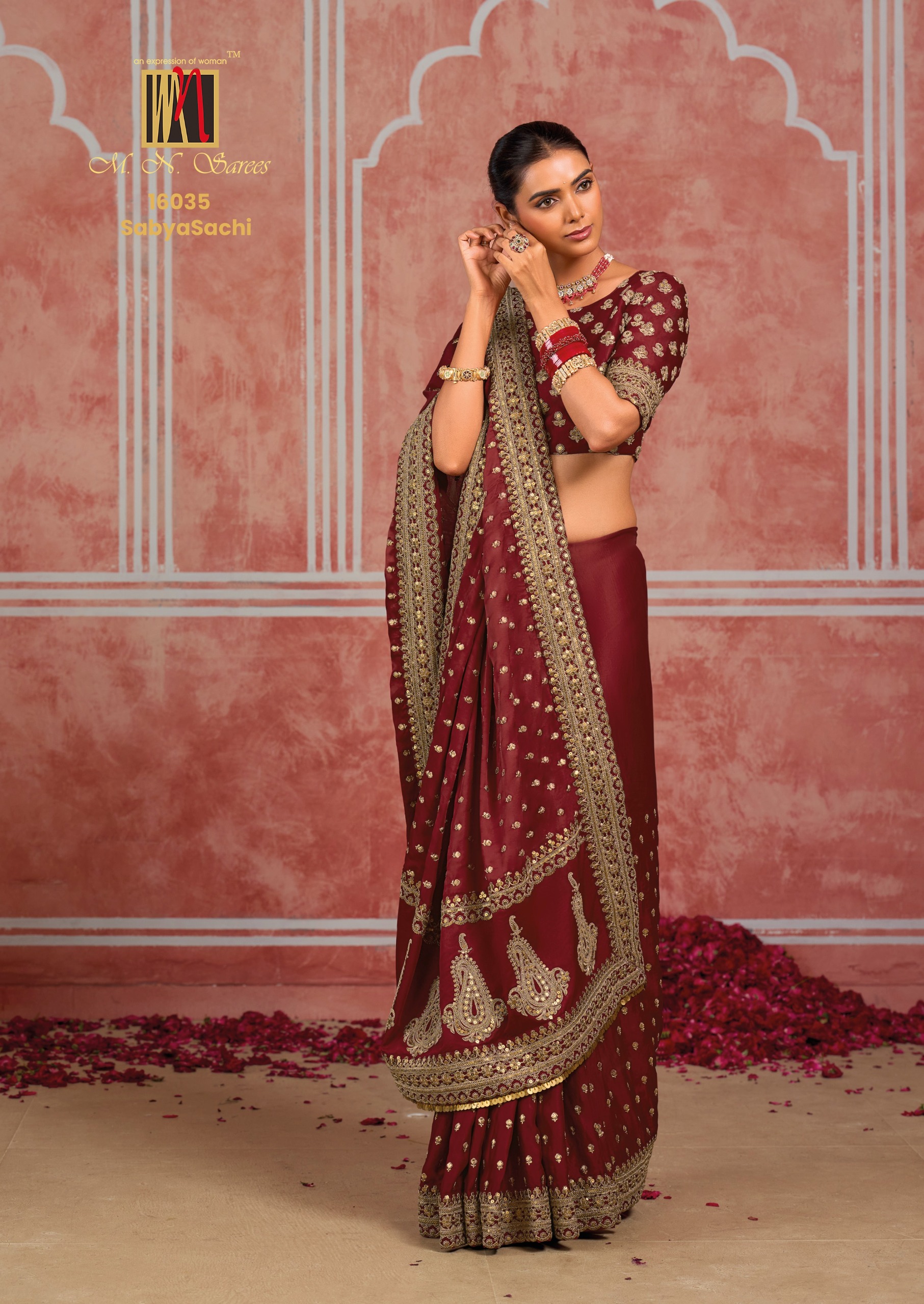 M.N Super Hit Series Colour's Pure Silk Saree with Rich Handwork — Designer Partywear Sarees, Vardan Ethnic wholesale from Surat — view 22