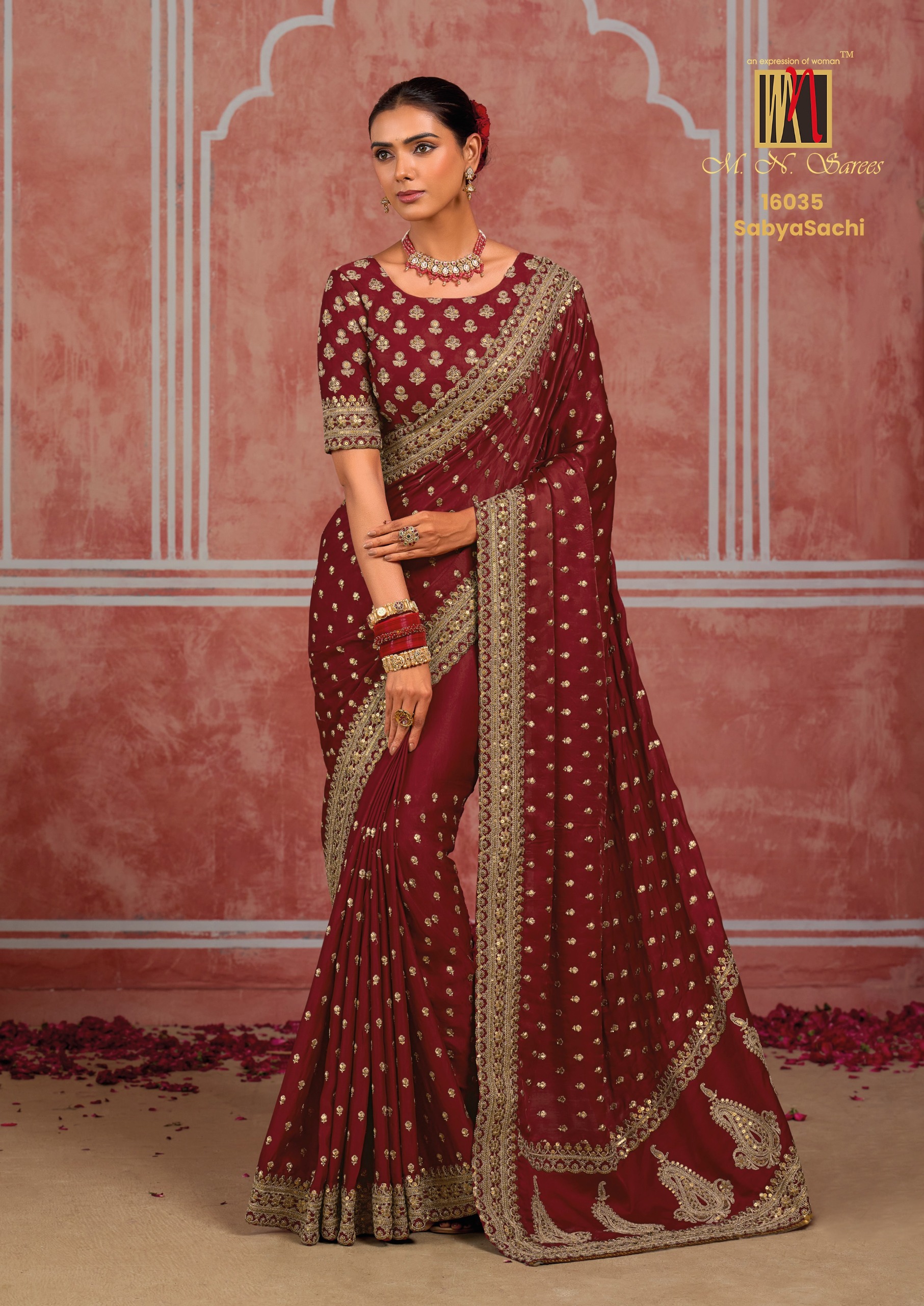 M.N Super Hit Series Colour's Pure Silk Saree with Rich Handwork — Designer Partywear Sarees, Vardan Ethnic wholesale from Surat — view 23