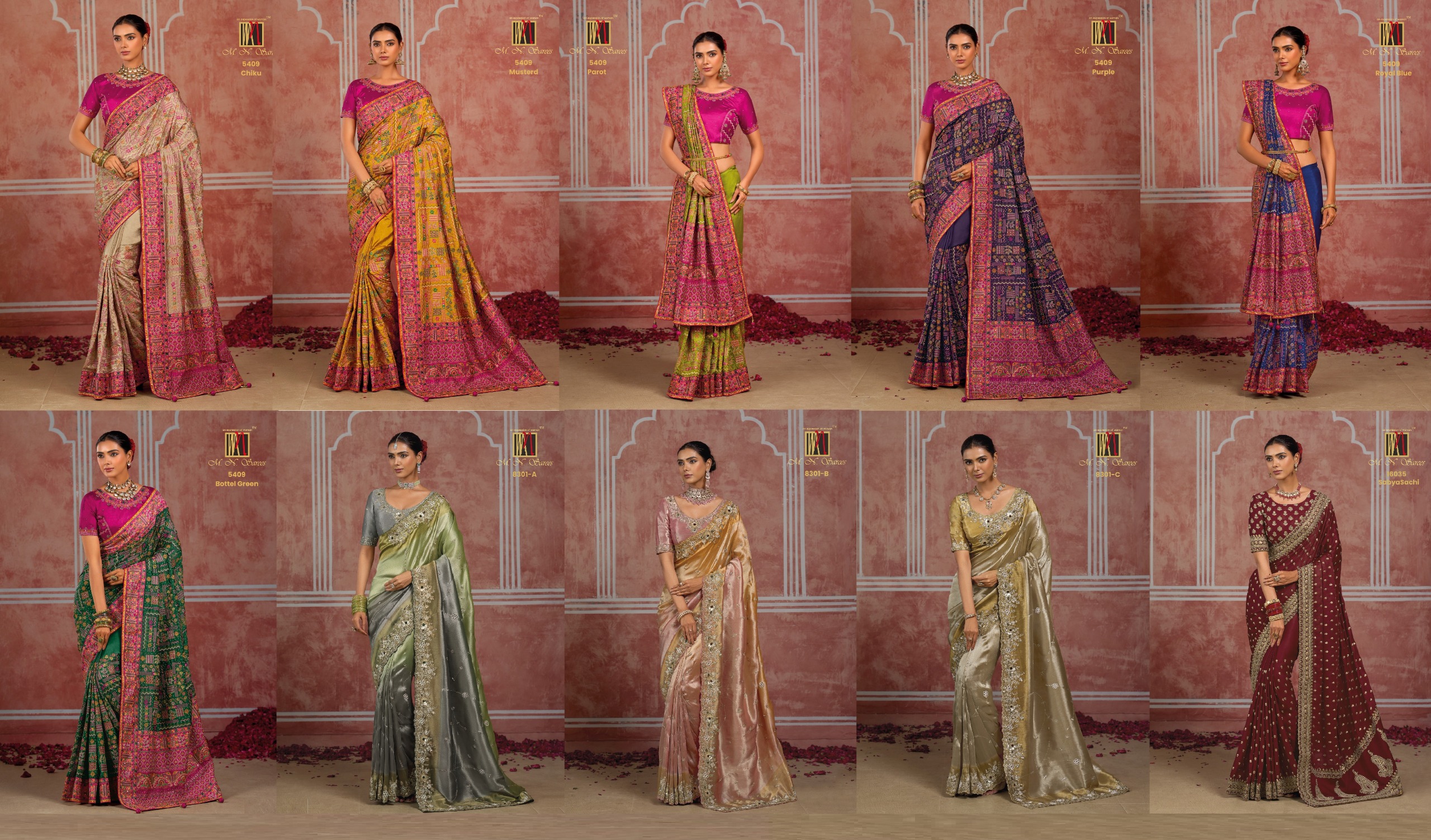 M.N Super Hit Series Colour's Pure Silk Saree with Rich Handwork — Designer Partywear Sarees, Vardan Ethnic wholesale from Surat — view 24