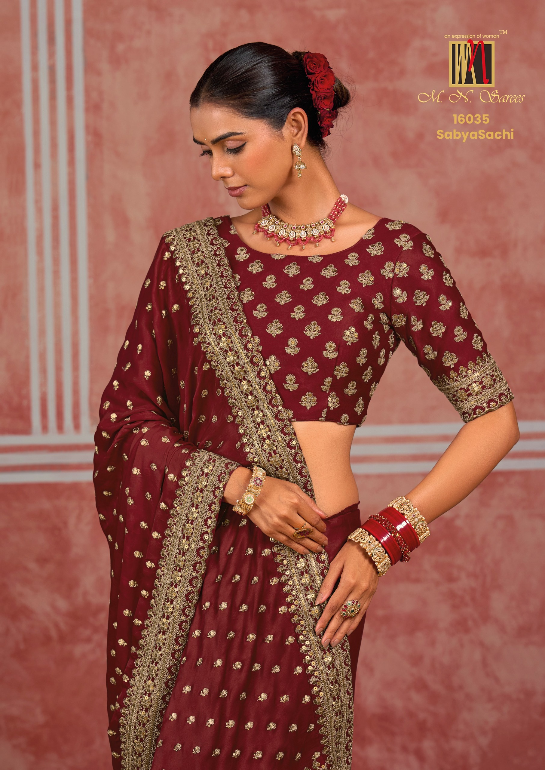 M.N Super Hit Series Colour's Pure Silk Saree with Rich Handwork — Designer Partywear Sarees, Vardan Ethnic wholesale from Surat — view 25