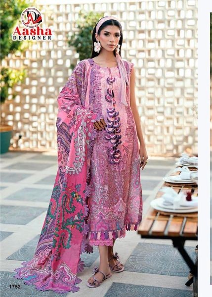 Aasha 1222 A And B Chiffon Dupatta Cotton Printed And Embroidered Salwar Kameez Catalog
