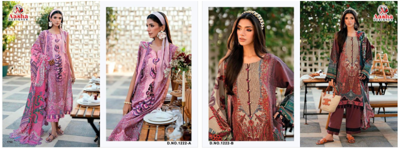 Aasha 1222 A And B Cotton Dupatta Cotton Printed And Embroidered Salwar Kameez Catalog — Cotton Dress Material, Vardan Ethnic wholesale from Surat — view 4