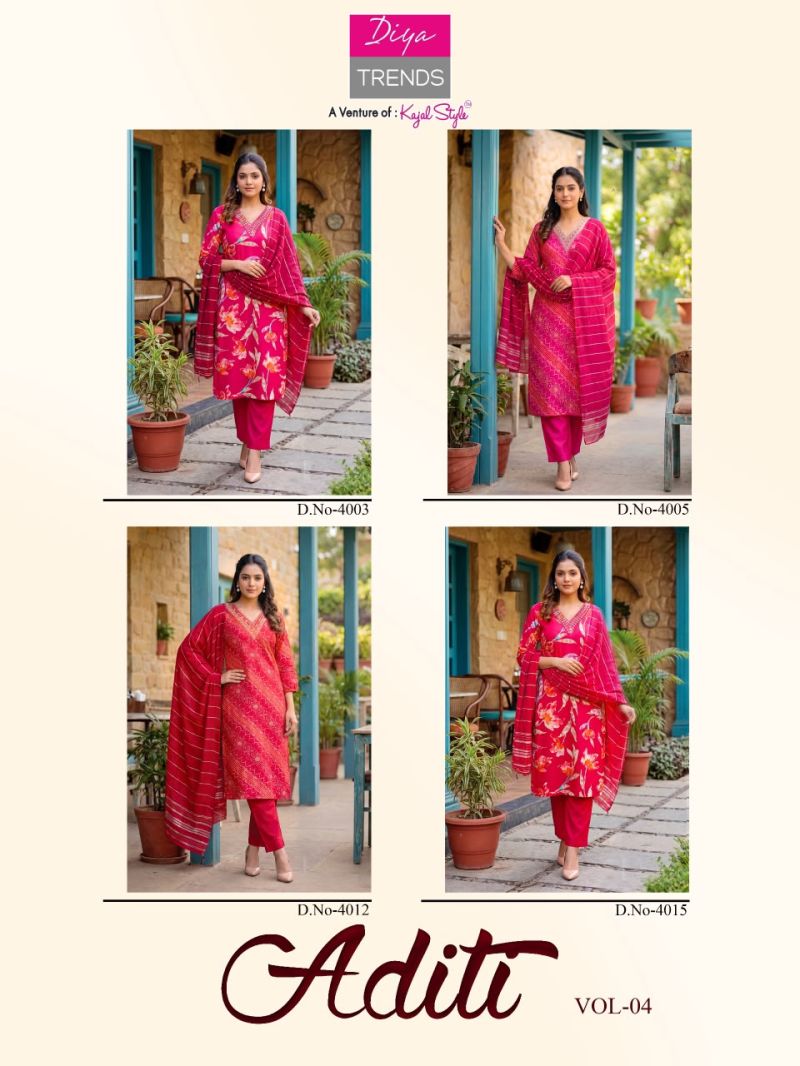 Aditi Vol 4 By Diya Trends Rayon Printed Kurti With Bottom Dupatta Set — Wholesale, Diya Trends wholesale from Surat — view 5