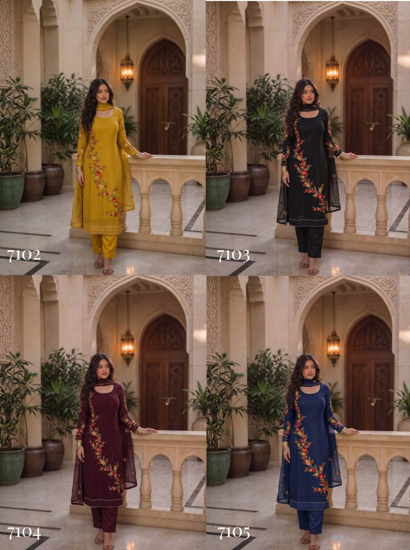 Alizeh 7102 To 7105 Georgette Sequence Embroidered Readymade Suit — Wholesale Readymade Suit, Alizeh wholesale from Surat — view 5