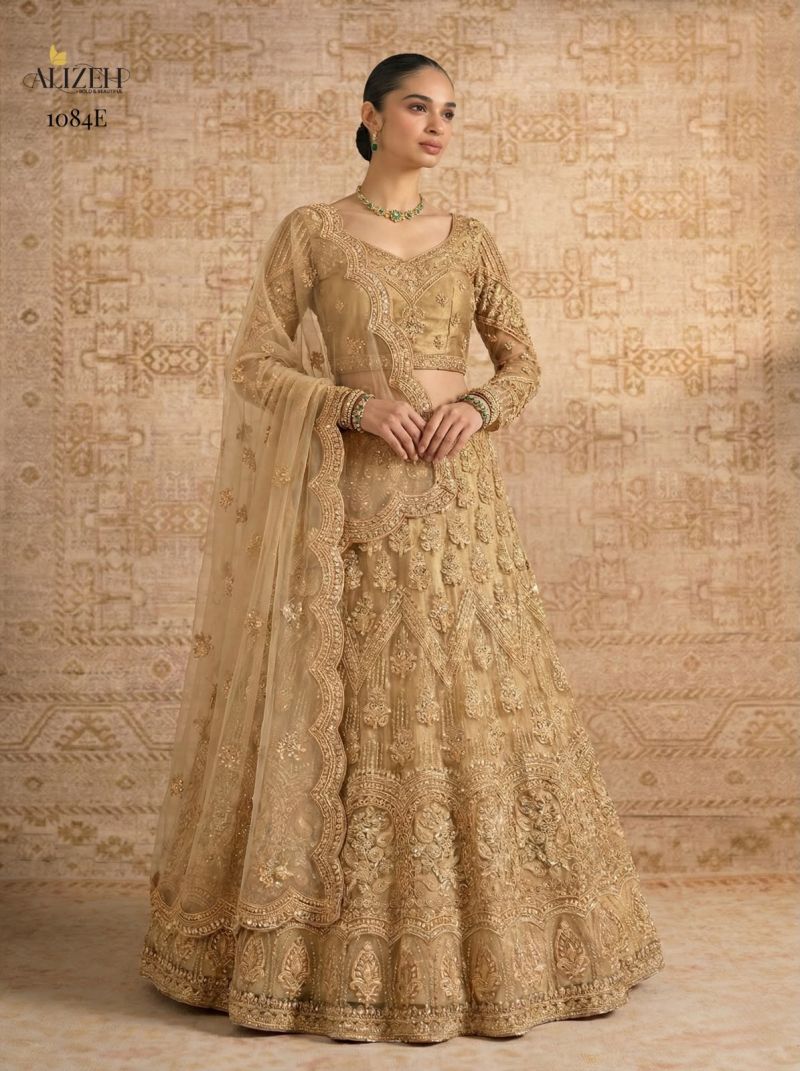 Alizeh Golden Special Butterfly Net Designer Lehenga Choli Set — Wholesale Lehenga, Alizeh wholesale from Surat — view 3
