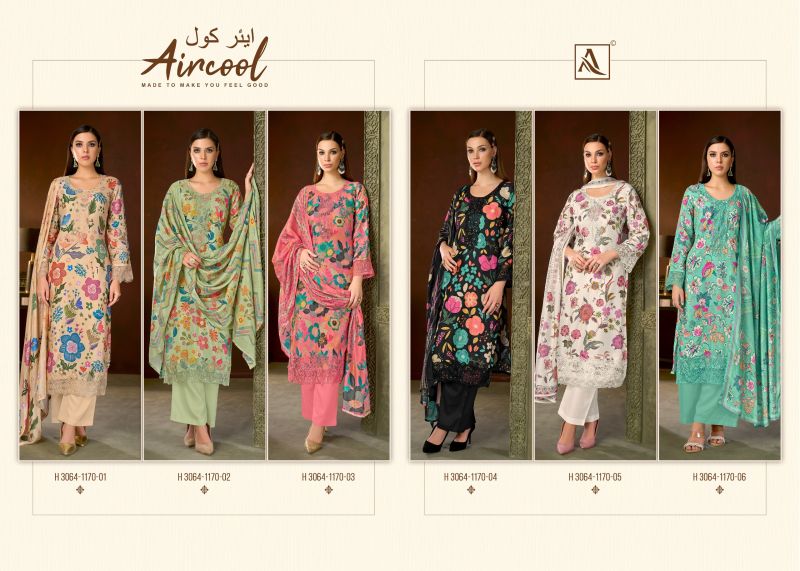 Alok Aircool Viscose Maslin Digital Print Embroidered Dress Material — Wholesale Dress Material, Alok wholesale from Surat — view 8