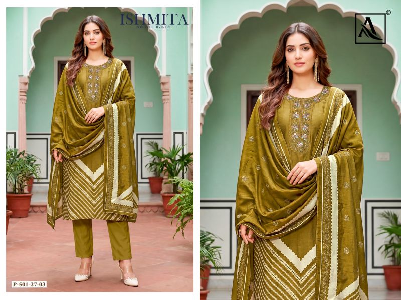 Alok Ishmita Viscose Maslin Printed Dress Material Catalog — Wholesale, Vardan Ethnic wholesale from Surat — view 2