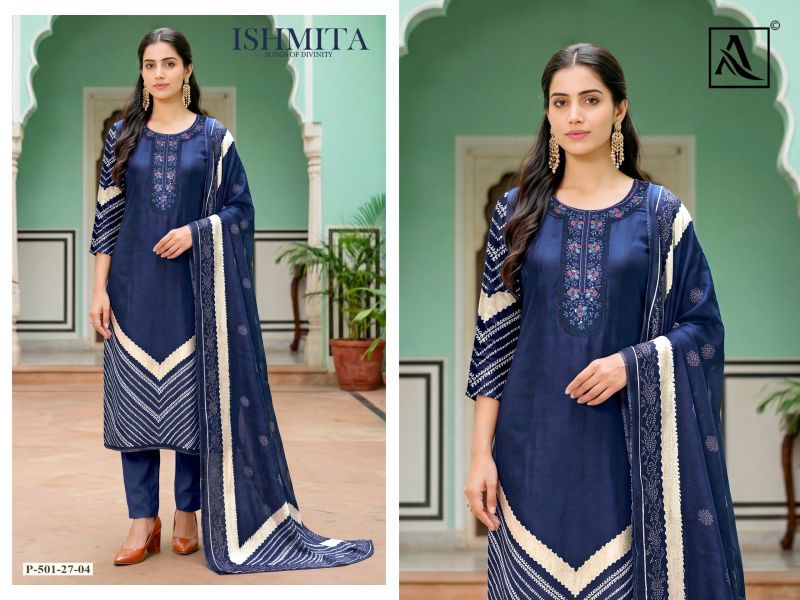 Alok Ishmita Viscose Maslin Printed Dress Material Catalog — Wholesale, Vardan Ethnic wholesale from Surat — view 4
