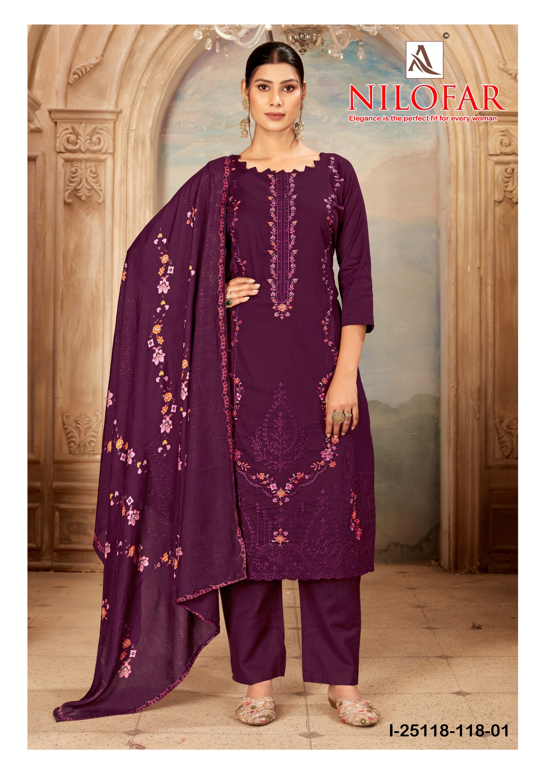 Alok Nilofar Premium Zam Swarovski Diamond Work Dress Material Catalog — Wholesale Salwar Suits, Vardan Ethnic wholesale from Surat — view 2