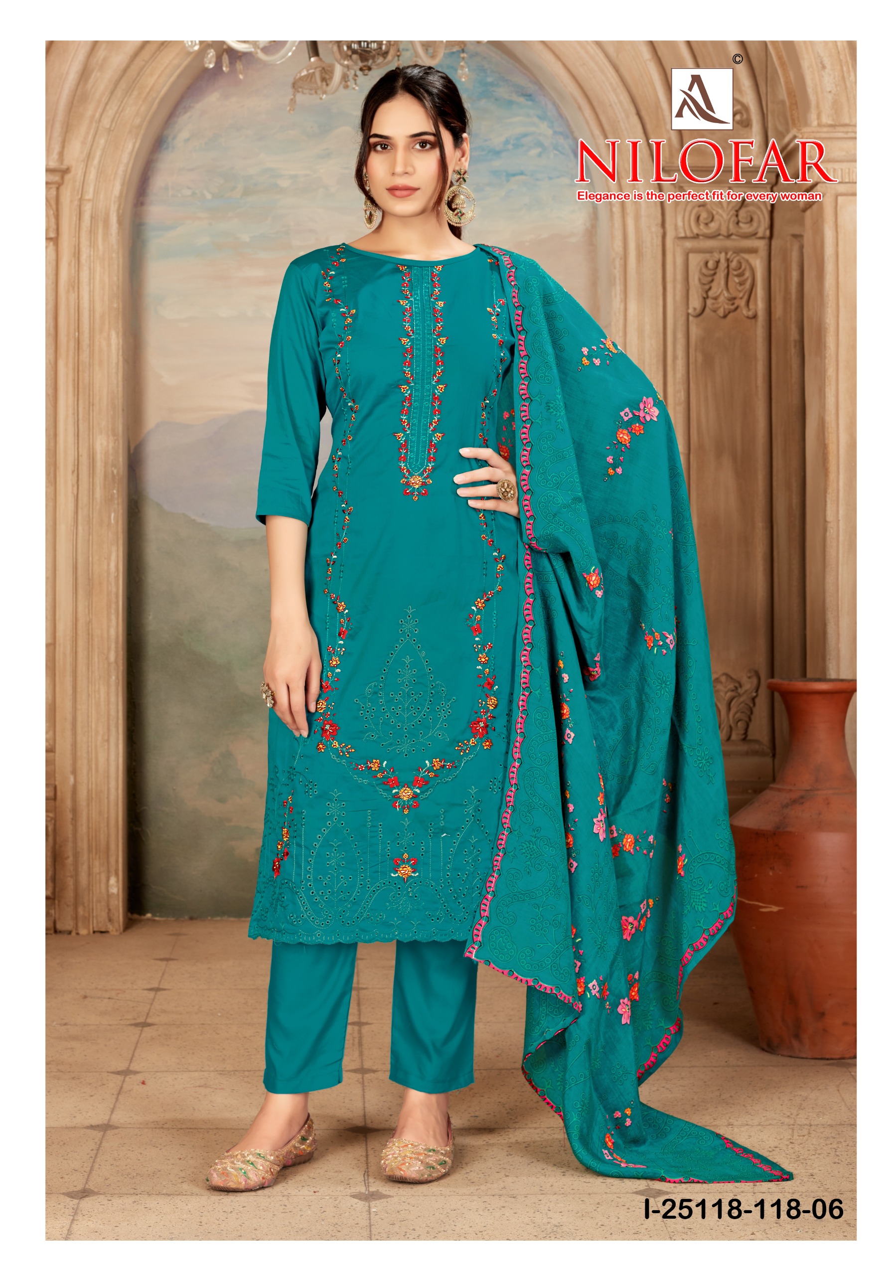 Alok Nilofar Premium Zam Swarovski Diamond Work Dress Material Catalog — Wholesale Salwar Suits, Vardan Ethnic wholesale from Surat — view 6