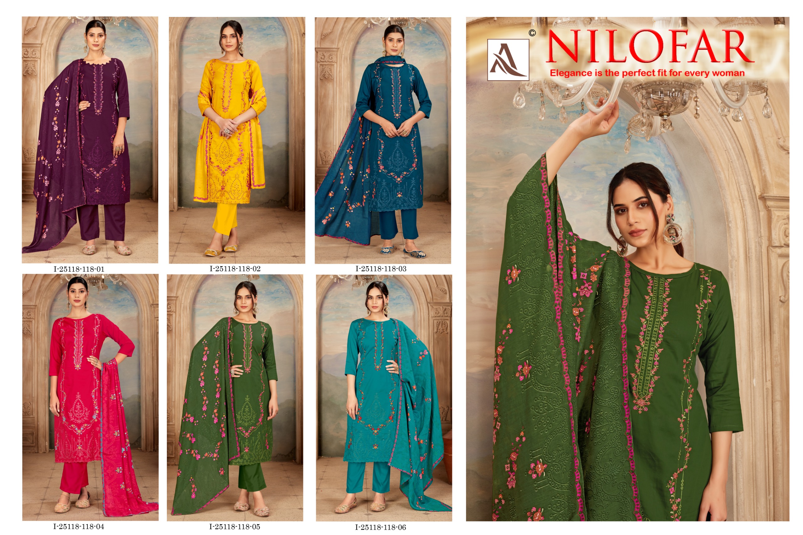 Alok Nilofar Premium Zam Swarovski Diamond Work Dress Material Catalog — Wholesale Salwar Suits, Vardan Ethnic wholesale from Surat — view 7
