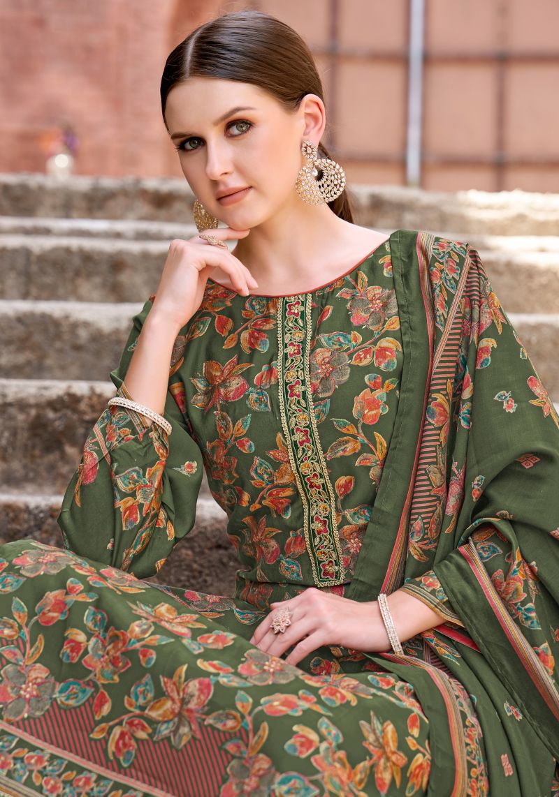 Alok Vastrika Viscose Dicharge Print Embroidered Dress Material Catalog — Wholesale Dress Material, Vardan Ethnic wholesale from Surat — view 7