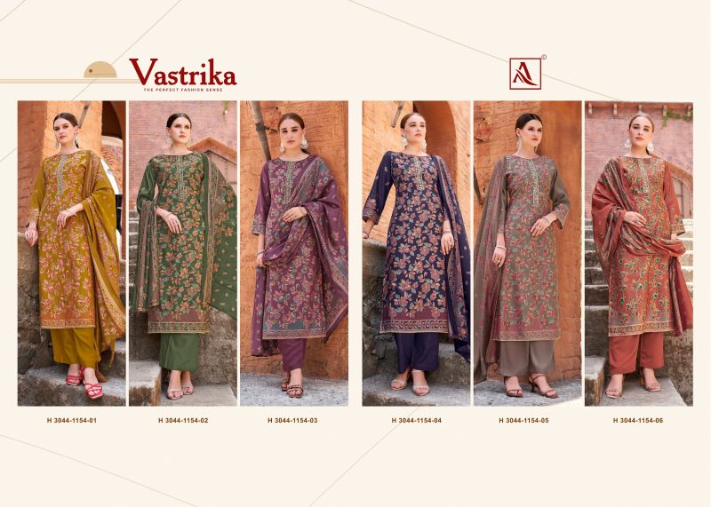 Alok Vastrika Viscose Dicharge Print Embroidered Dress Material Catalog — Festive Designer Catalog, Vardan Ethnic wholesale from Surat — view 8