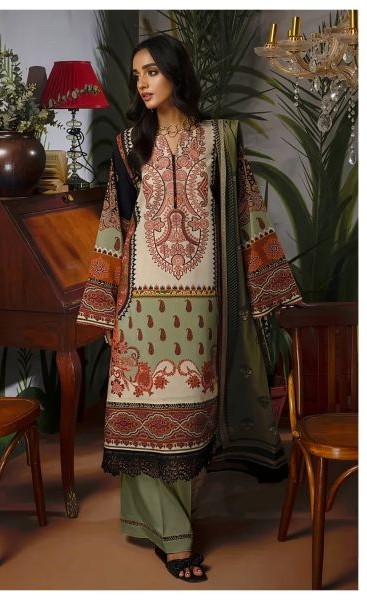 Alzohaib Zaynah Vol 2 Chiffon Dupatta Cotton Patch Work Salwar Kameez Dress Material