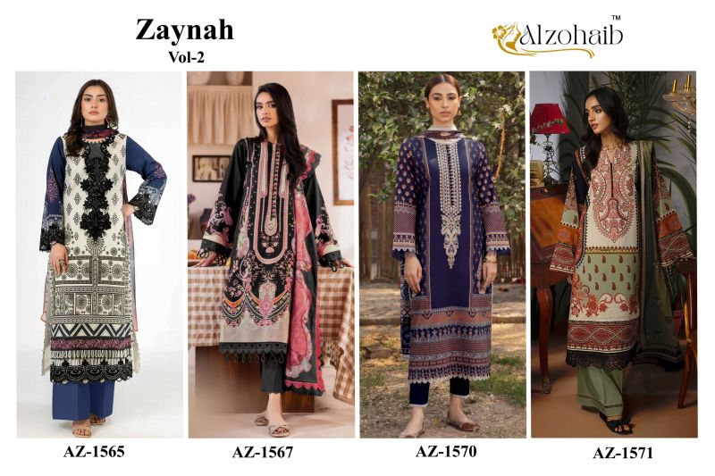 Alzohaib Zaynah Vol 2 Chiffon Dupatta Cotton Patch Work Salwar Kameez Dress Material — Pakistani Dress Material, Vardan Ethnic wholesale from Surat — view 5