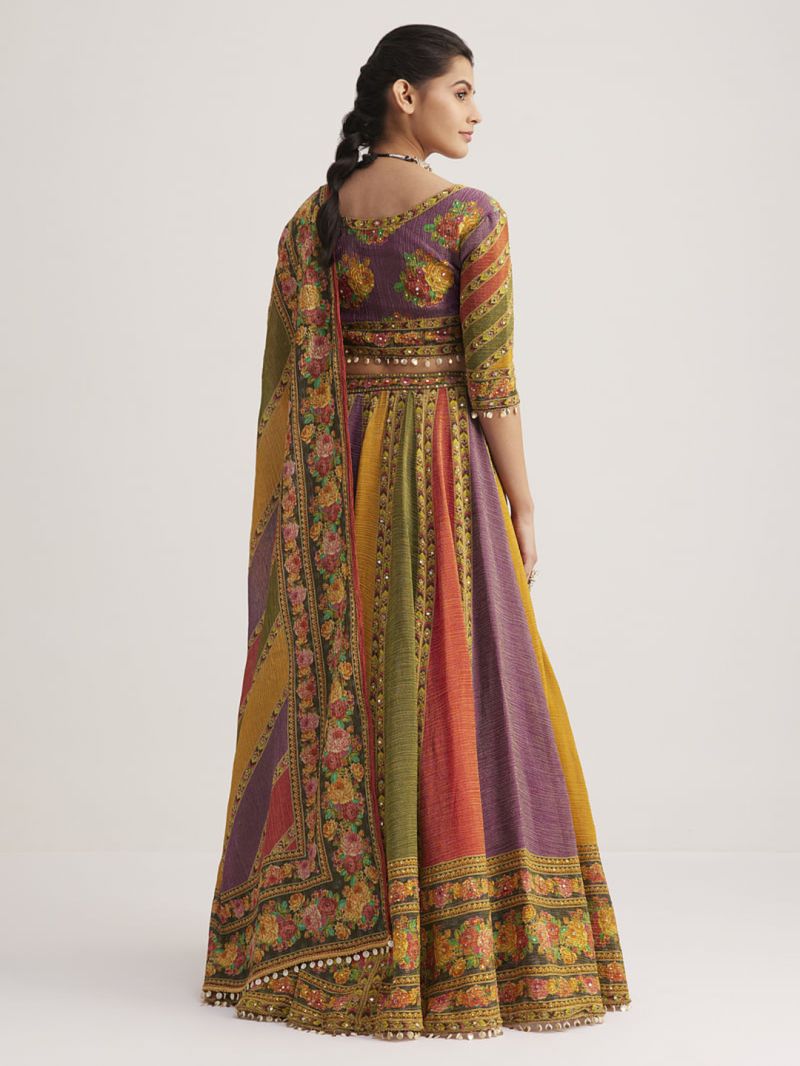 Arya Drs 136 Multicolored Organza Silk Floral Printed Lehenga Choli — Wholesale Lehenga, Vardan Ethnic wholesale from Surat — view 5