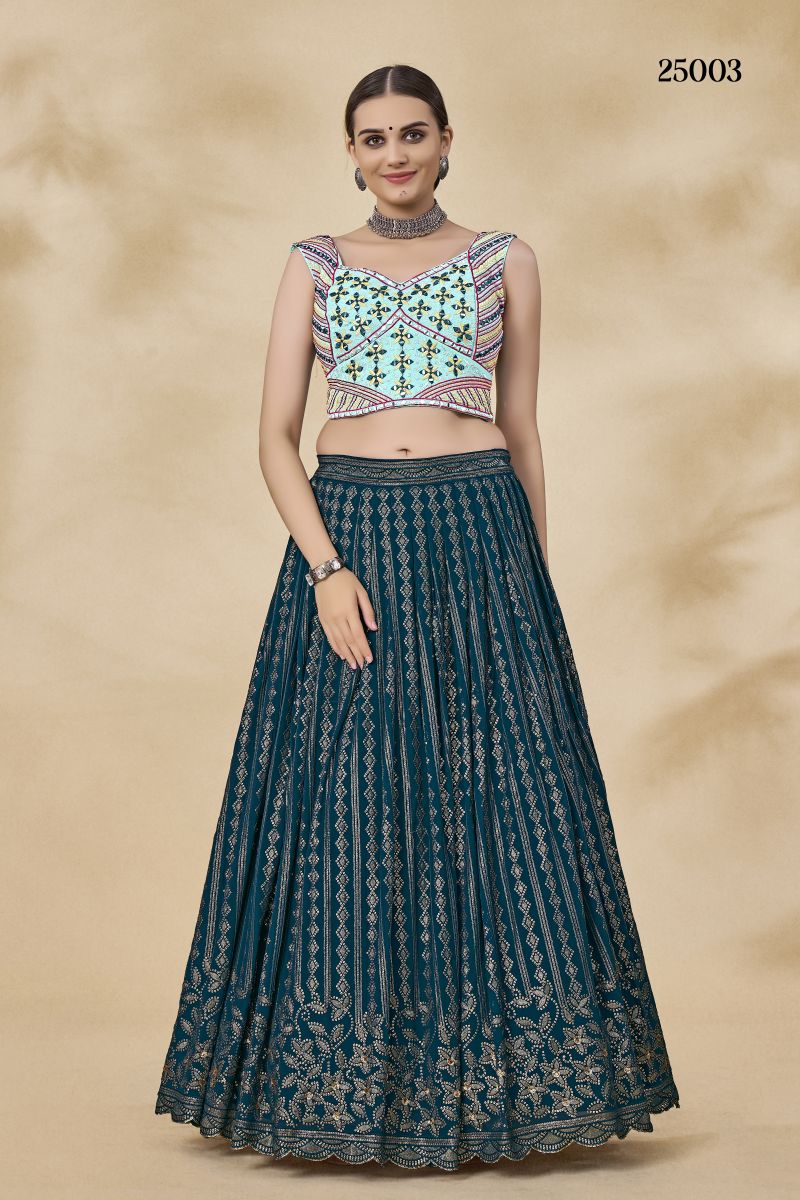 Arya Volume Vol 39 Georgette Thread Mirror Work Lehenga Choli — Wholesale Lehenga, Vardan Ethnic wholesale from Surat — view 6