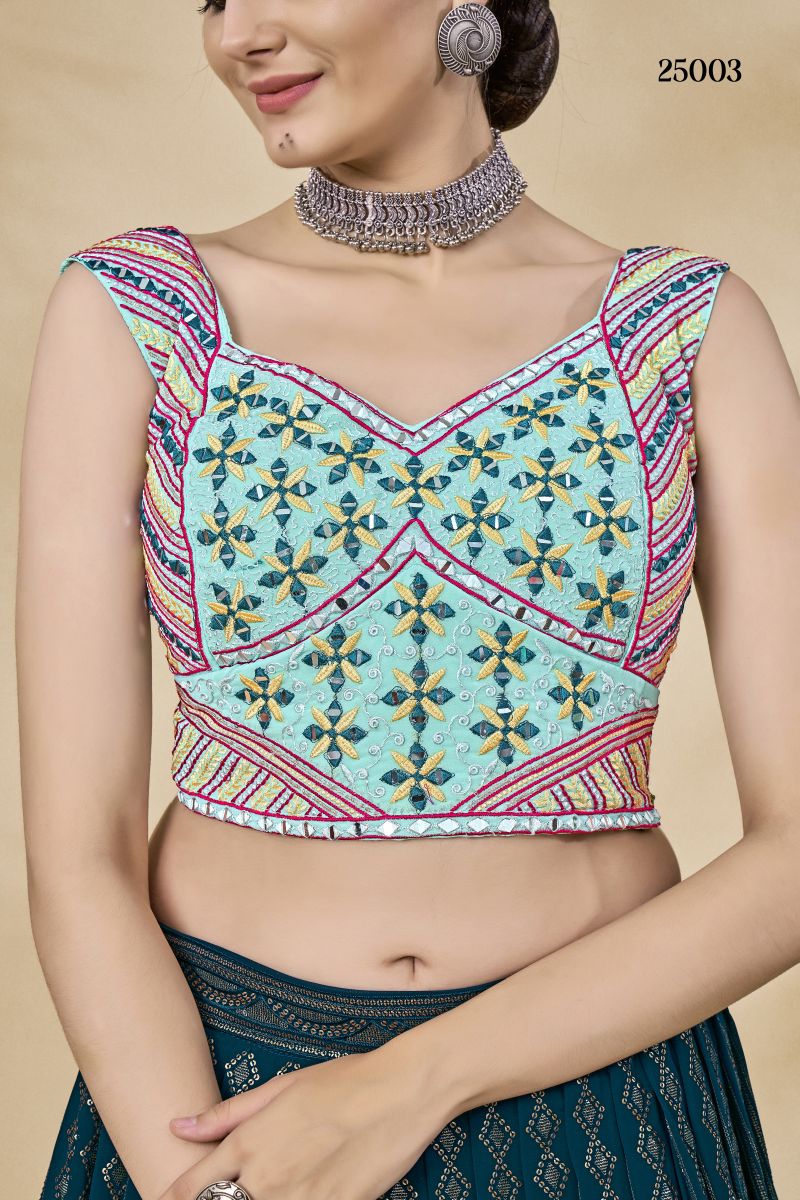 Arya Volume Vol 39 Georgette Thread Mirror Work Lehenga Choli — Wholesale Lehenga, Vardan Ethnic wholesale from Surat — view 7