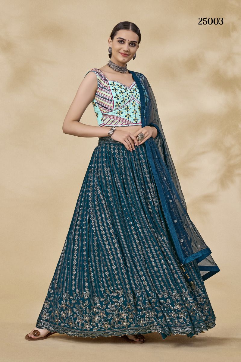 Arya Volume Vol 39 Georgette Thread Mirror Work Lehenga Choli — Wholesale Lehenga, Vardan Ethnic wholesale from Surat — view 10