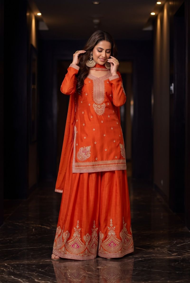 Aurraa Haseen Chinon Embroidered Readymade Salwar Kameez