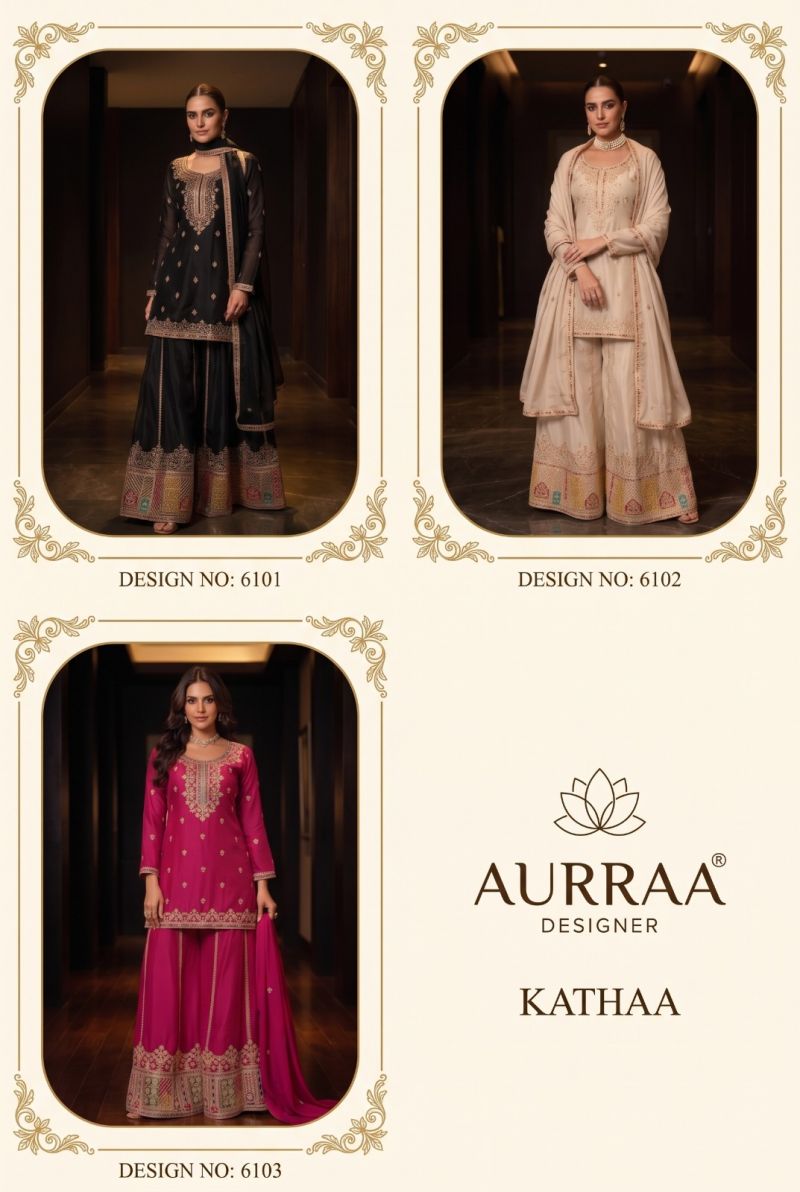 Aurraa Kathaa Chinon Embroidered Designer Readymade Salwar Suit — Wholesale Readymade Suit, Vardan Ethnic wholesale from Surat — view 2