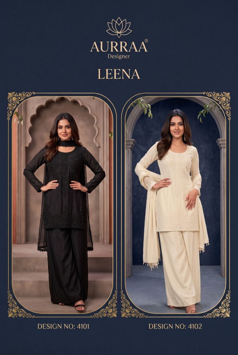 Aurraa Leena Chinon Beads Work Kurti Sharara With Dupatta Catalog — Wholesale Salwar Suits, Vardan Ethnic wholesale from Surat — view 2