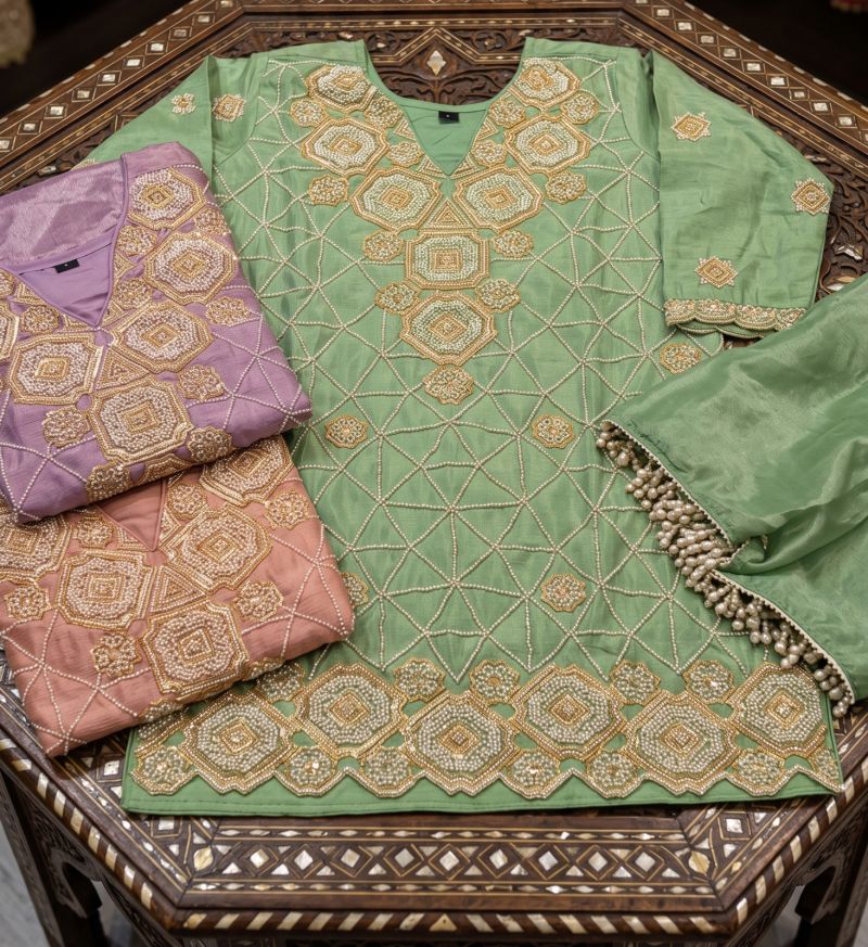 Aurraa Maleeka Chinon Beads Work Salwar Kameez Catalog — Wholesale Pakistani Suits, MPA wholesale from Surat — view 4