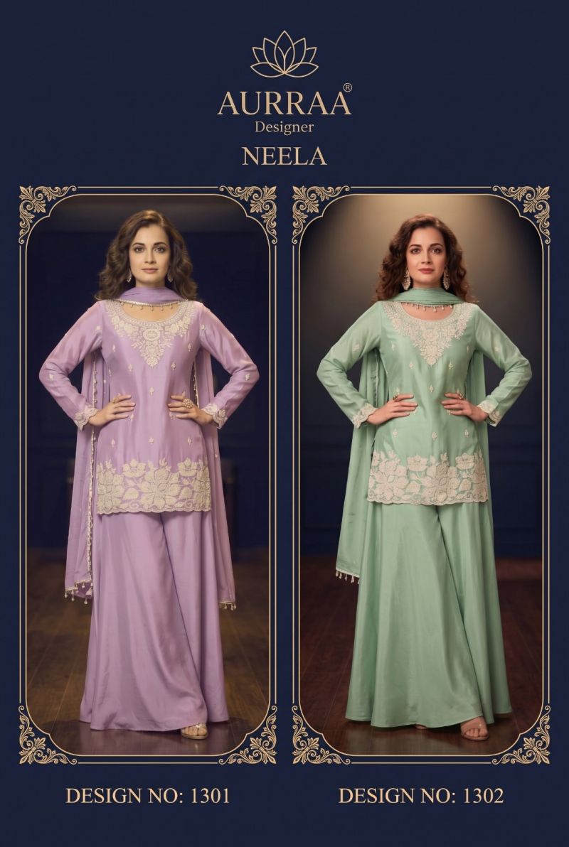 Aurraa Neela Chinon Beads Work Kurti With Bottom Dupatta Set — Wholesale Readymade Suit, MPA wholesale from Surat — view 7