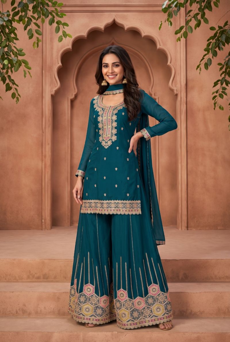 Aurraa Retvi Chinon With Daman Work Salwar Kameez Catalog — Wholesale Kurtis, Vardan Ethnic wholesale from Surat — view 4