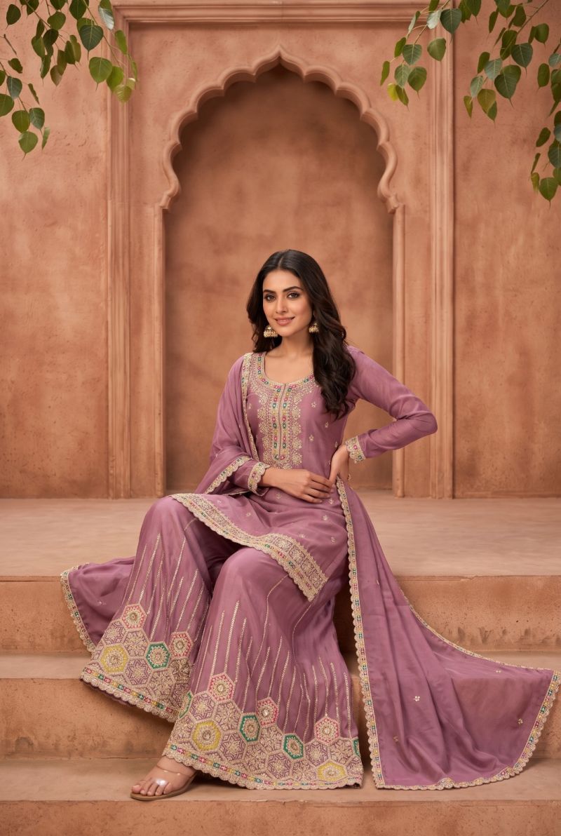 Aurraa Retvi Chinon With Daman Work Salwar Kameez Catalog — Wholesale Kurtis, Vardan Ethnic wholesale from Surat — view 2