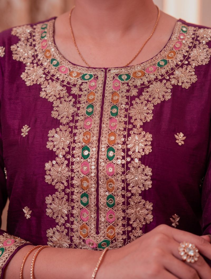 Aurraa Retvi Chinon With Daman Work Salwar Kameez Catalog — Wholesale Kurtis, Vardan Ethnic wholesale from Surat — view 7