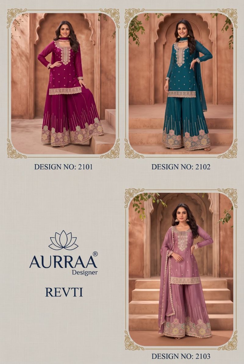 Aurraa Retvi Chinon With Daman Work Salwar Kameez Catalog — Wholesale Kurtis, Vardan Ethnic wholesale from Surat — view 10
