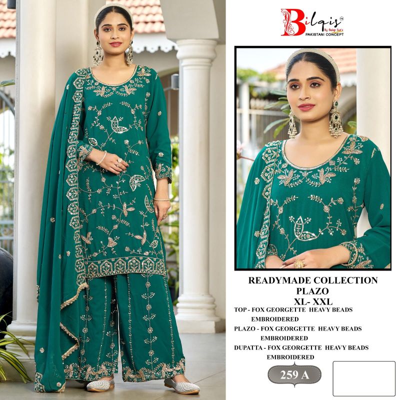 Bilqis B 259 A To D Faux Georgette Embroidered Salwar Kameez — Wholesale Kurtis, Vardan Ethnic wholesale from Surat — view 3
