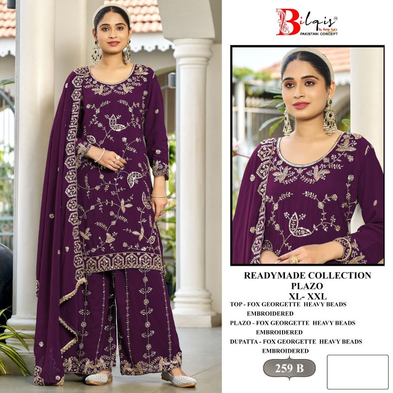 Bilqis B 259 A To D Faux Georgette Embroidered Salwar Kameez
