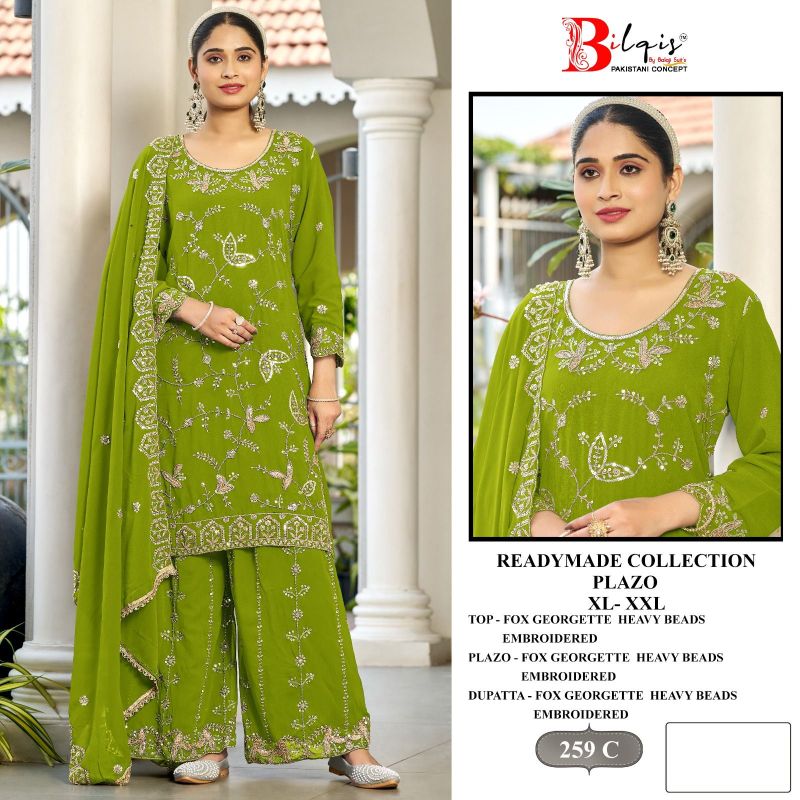 Bilqis B 259 A To D Faux Georgette Embroidered Salwar Kameez — Wholesale Kurtis, Vardan Ethnic wholesale from Surat — view 2