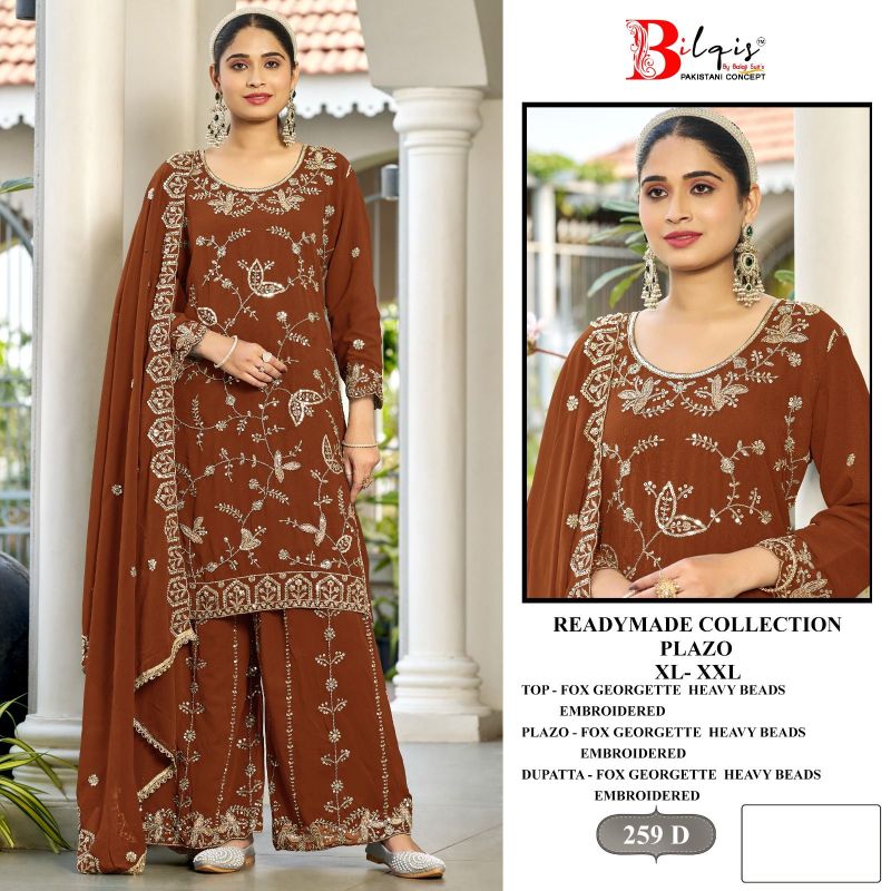Bilqis B 259 A To D Faux Georgette Embroidered Salwar Kameez — Wholesale Kurtis, Vardan Ethnic wholesale from Surat — view 4