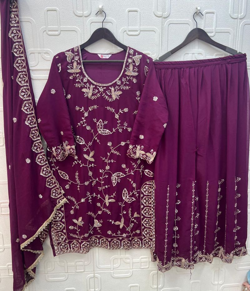 Bilqis B 259 A To D Faux Georgette Embroidered Salwar Kameez — Wholesale Kurtis, Vardan Ethnic wholesale from Surat — view 6