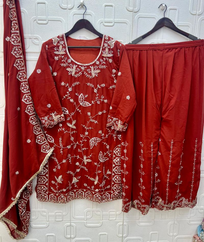 Bilqis B 259 A To D Faux Georgette Embroidered Salwar Kameez — Wholesale Kurtis, Vardan Ethnic wholesale from Surat — view 8